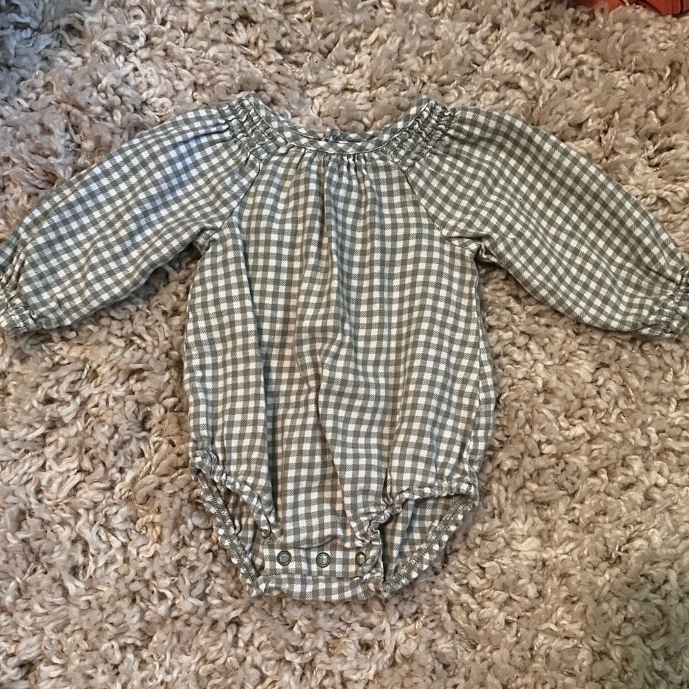 Carter's Green and White checkered Baby Romper